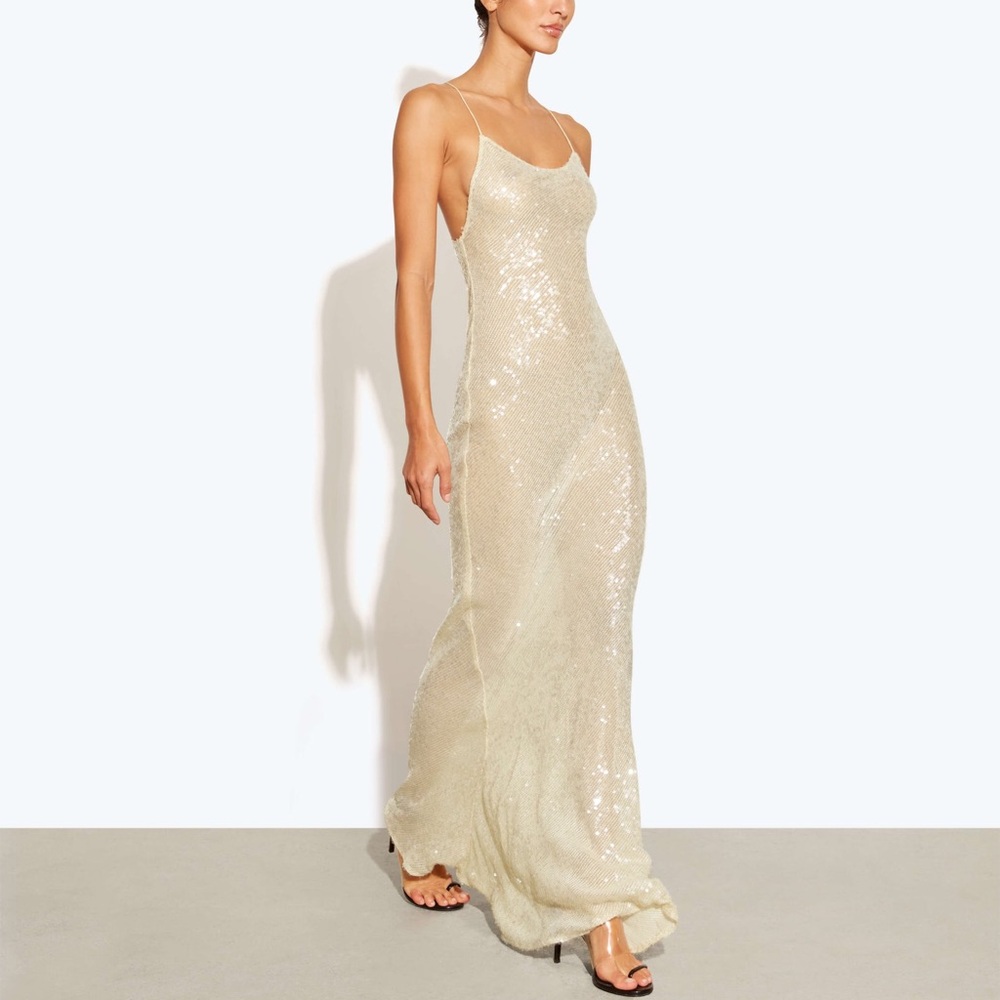 Rat & Boa Champagne Sequin Maxi Slip Dress